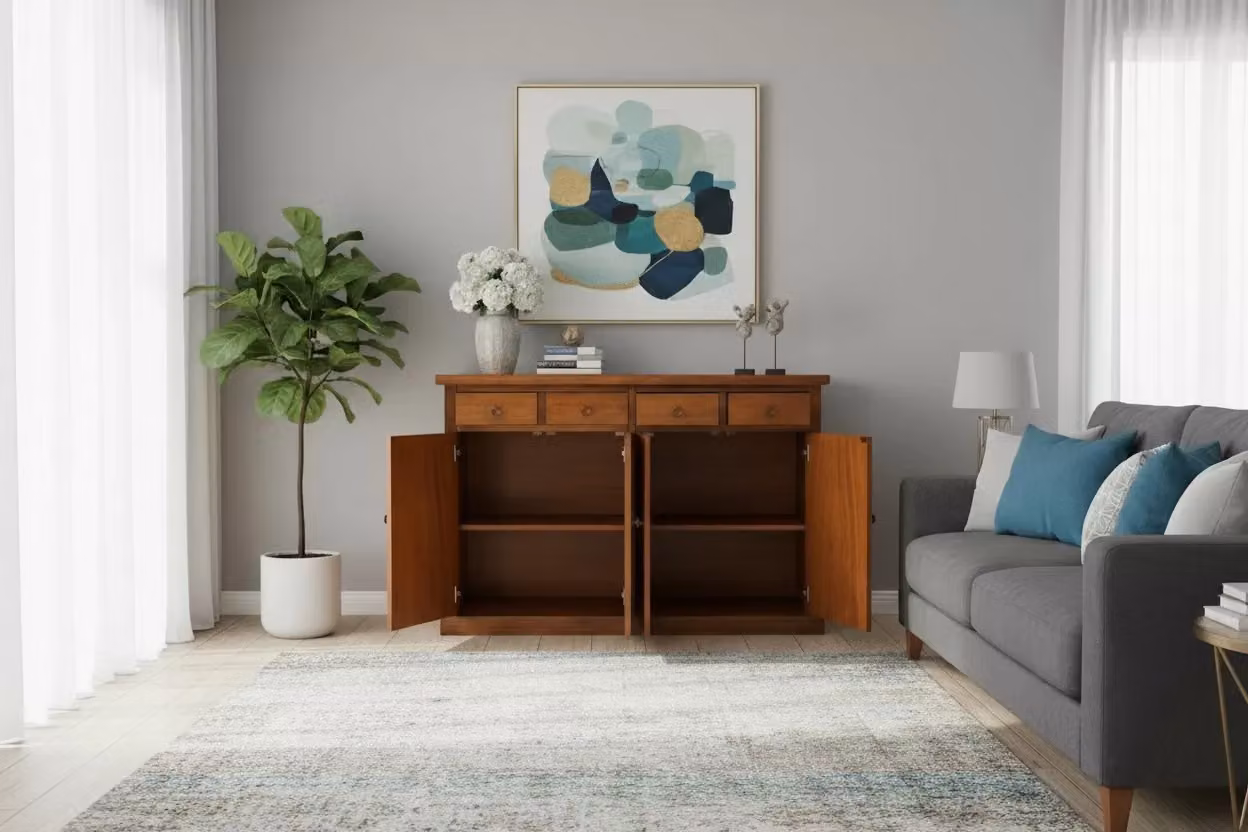 Madia credenza in legno di pino stile arte povera marrone Mobili 2G L: 160 cm, P: 35 cm, H: 110 cm – 2