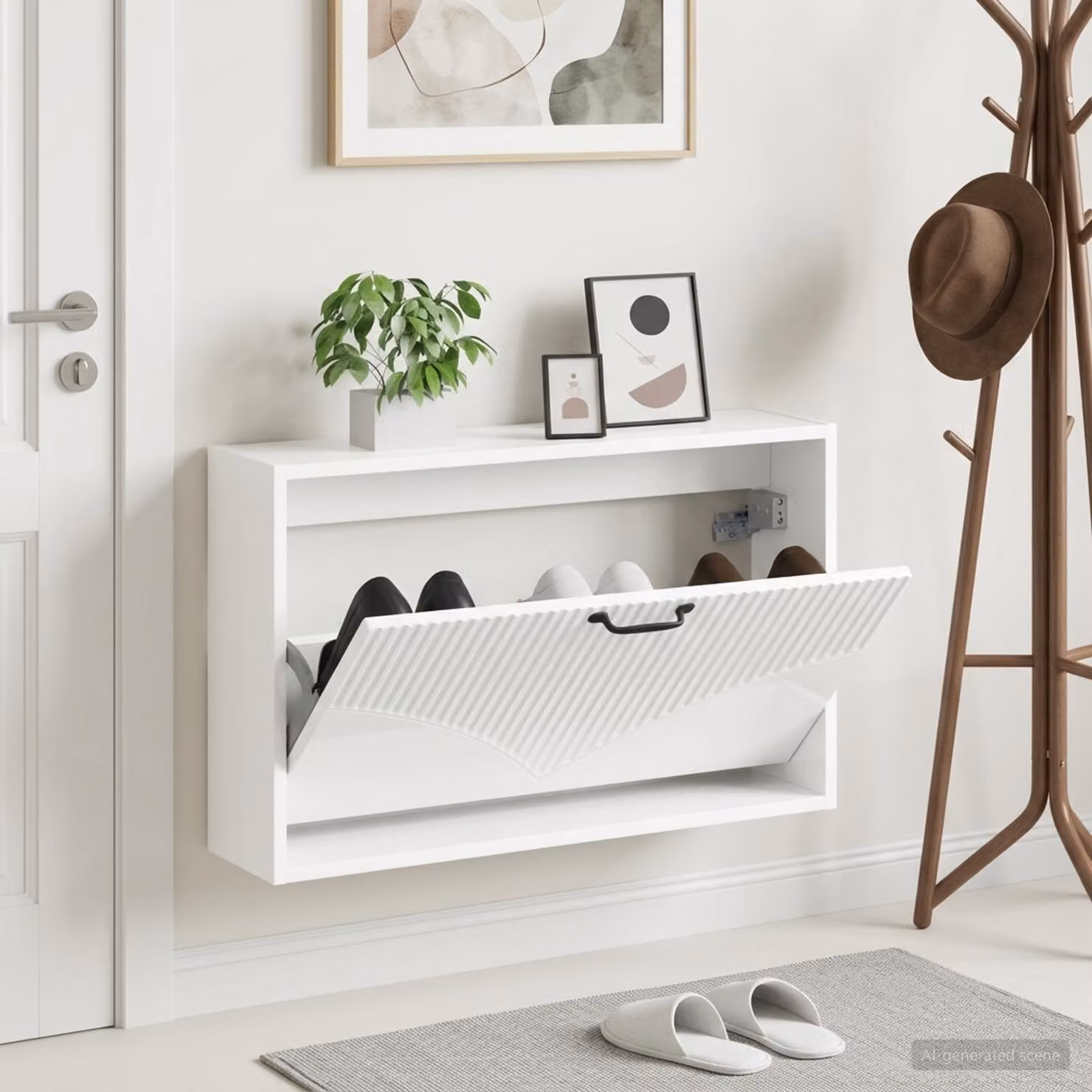 Mobiletto per scarpe da muro vidaXL HOORN moderno con scomparti basculanti L: 71 cm, P: 17 cm, H: 43 cm