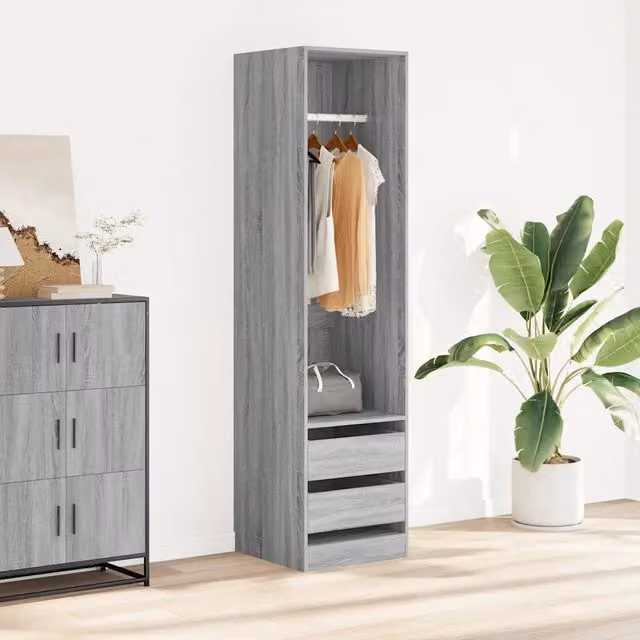 Armadio con cassetti e ante a battente vidaXL in legno grigio L/P/H: 50 x 50 x 200 cm