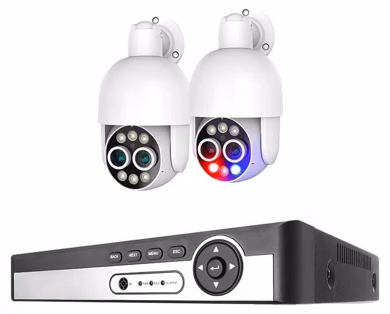 Sistema di videosorveglianza, risoluzione 8 MP, tecnologia di riconoscimento AI, NVR a 8 canali con 2 telecamere da 8 MP, HDD da 1 TB integrato