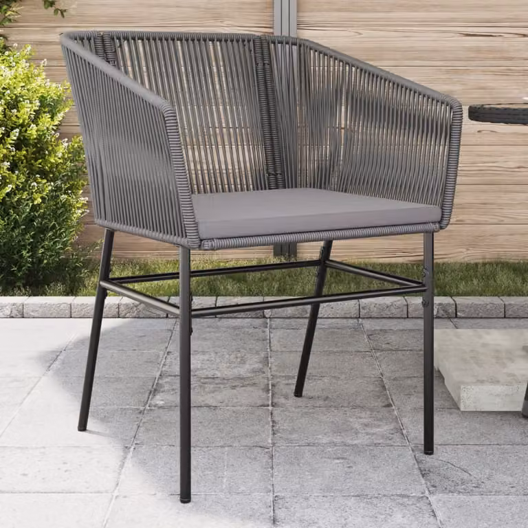 Set di 2 sedie da giardino vidaXL in polyrattan grigio con cuscini inclusi