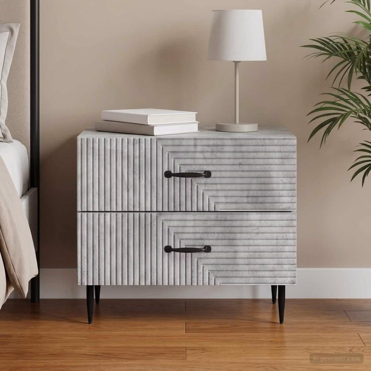Armadio da Notte Moderno vidaXL Grigio Cemento L: 62 cm, P: 34,5 cm, H: 47,5 cm