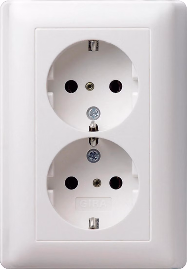 Presa doppia Gira SCHUKO, serie System 55, bianco puro, 1 pz.