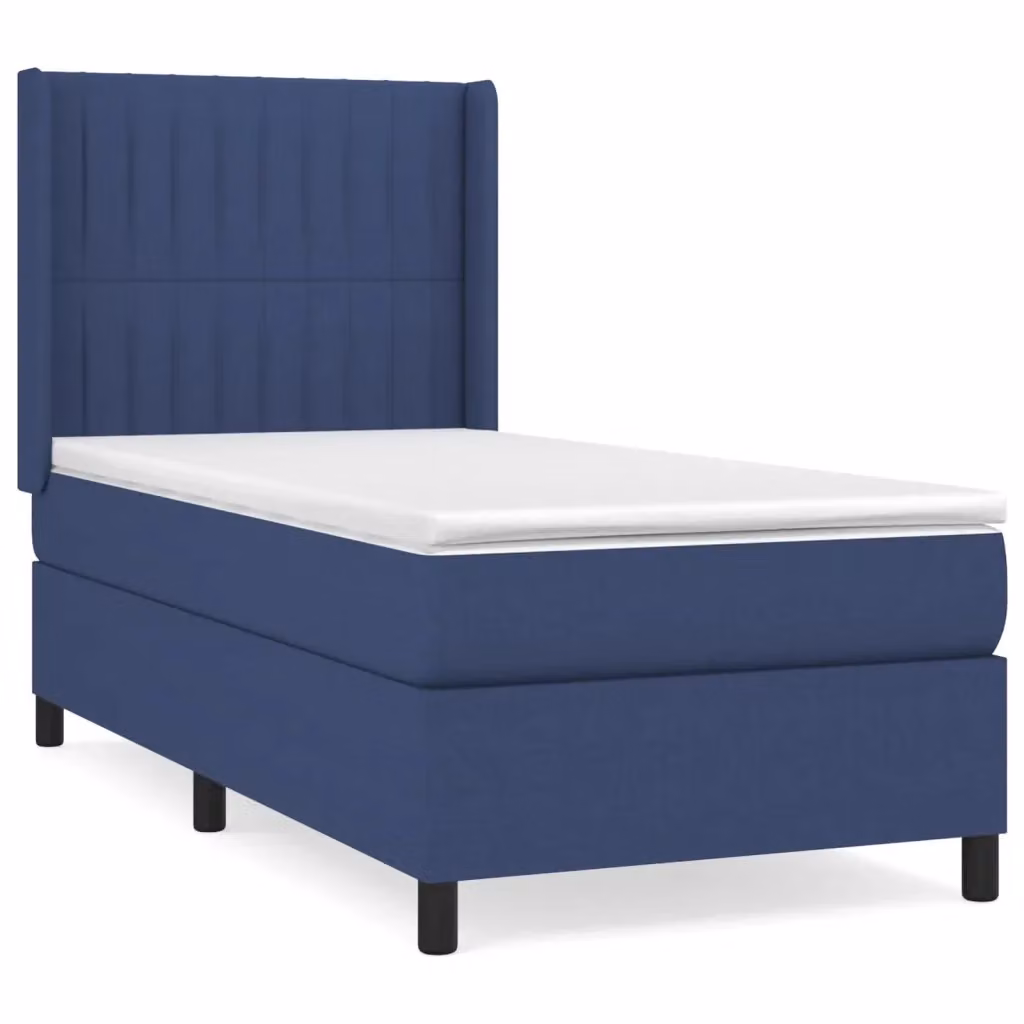 Letto Ibrido vidaXL con Giroletto a Molle e Materasso in Tessuto Blu e Bianco L/P/H: 100 x 200 x 40 cm – 2