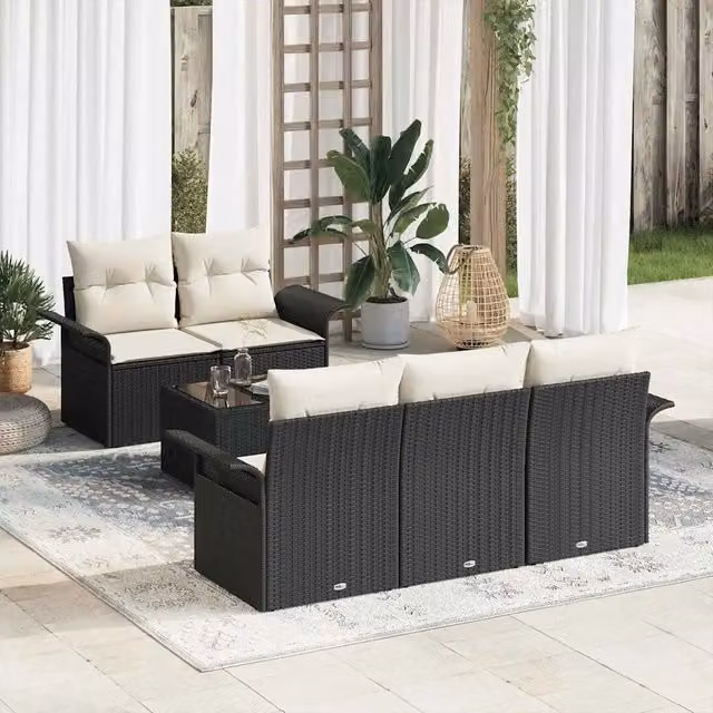 Set di divani 6 pz Nero polyrattan 3345237