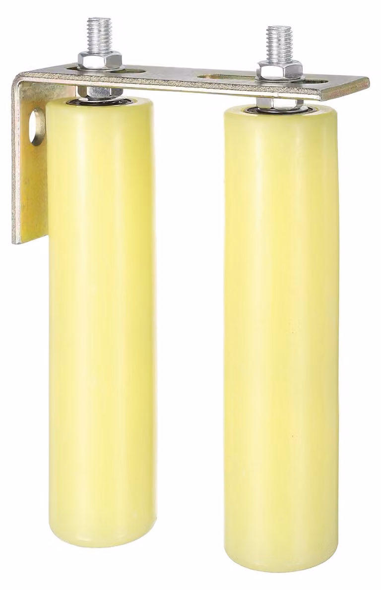 2 pezzi di rotelle guida per cancelli scorrevoli, realizzate in nylon con supporto a "L" per il montante, colore giallo