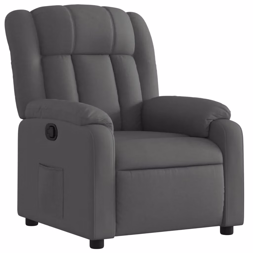 vidaXL Poltrona reclinabile relax in tessuto grigio con braccioli e struttura in legno e metallo – 2