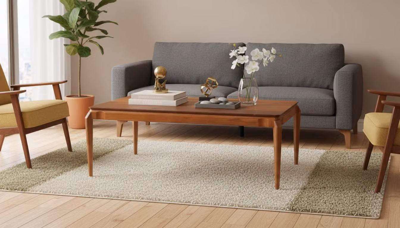 Tavolino da salotto moderno, minimalista, marrone, elegante, di classe, confortevole