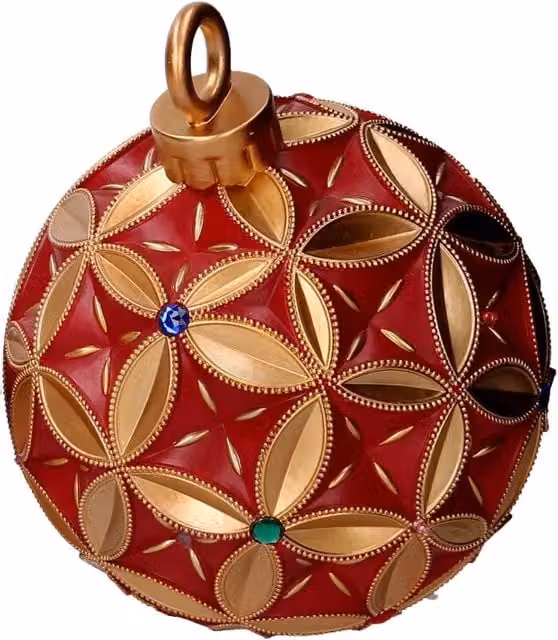Sfera resina oro e con led rosso cm ø26h29,5