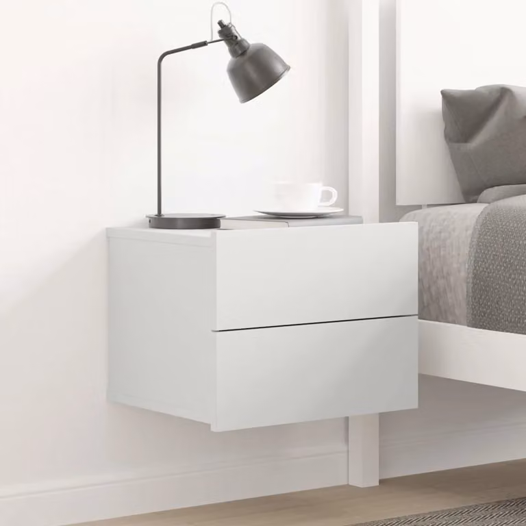 Comodino sospeso vidaXL Bianco in Legno e MDF L: 40 cm, P: 30 cm, H: 30 cm