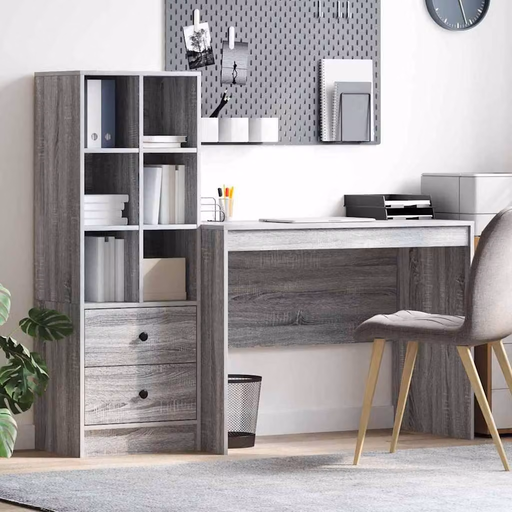 Maison Exclusive - Scrivania con cassetto 2 pcs Grigio Sonoma