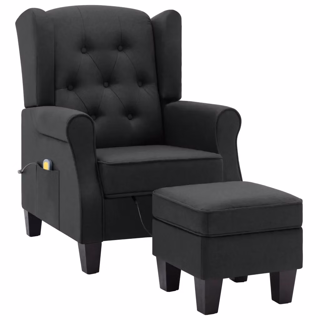 Poltrona Massaggiante con Poggiapiedi vidaXL Grigio Scuro in Tessuto e Legno L/P/H: 94 x 68 x 78 cm – 2