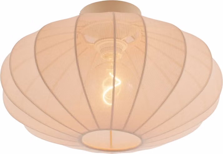QAZQA - Lampada da soffitto di design I Lampada da soffitto I Lampada I Lampada beige - Bida I Soggiorno I Camera da letto - Tessile rotondo - Adatto a LED E27