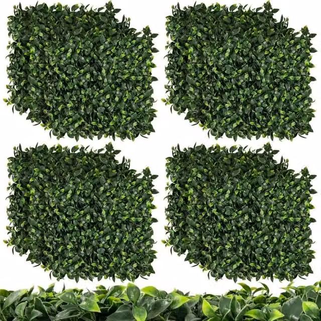 Set di 12 pannelli di siepe artificiale gardenia verde per decorazione di giardino e balcone, L/P: 50 x 50 cm