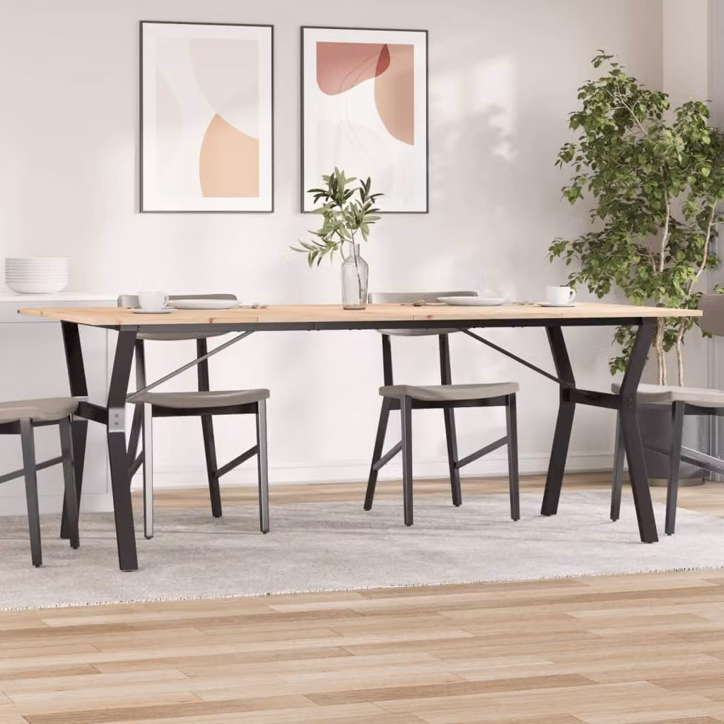 vidaXL Tavolo da Pranzo Rettangolare in Legno di Pino e Metallo Marrone L: 200 cm, P: 100 cm, H: 75 cm – 1