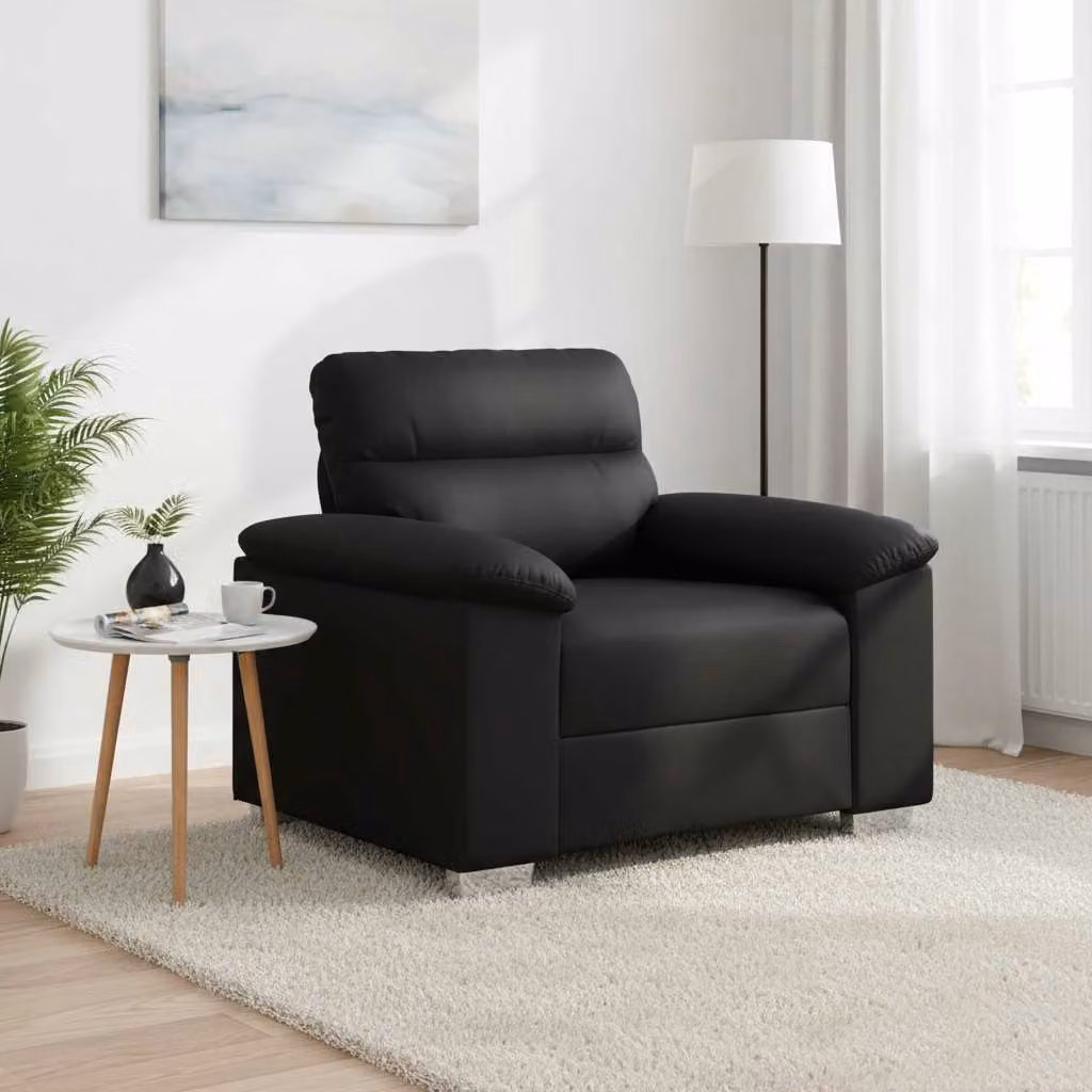 Poltrona lounge moderna vidaXL in similpelle nera con braccioli L/P/H: 100 x 81 x 84 cm