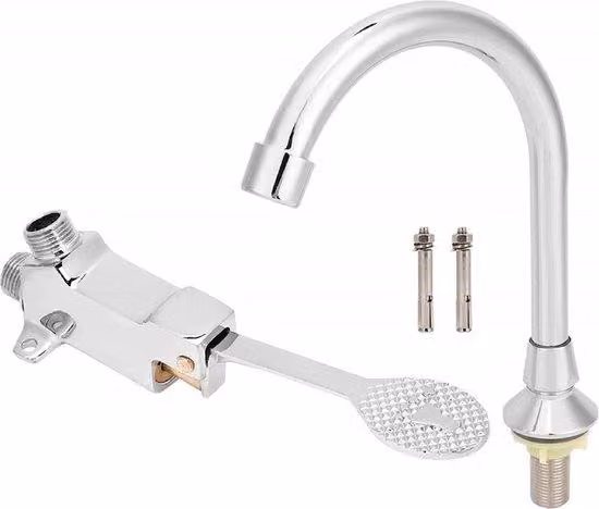 Set di rubinetteria da bagno con comando a pedale per laboratori e uso domestico