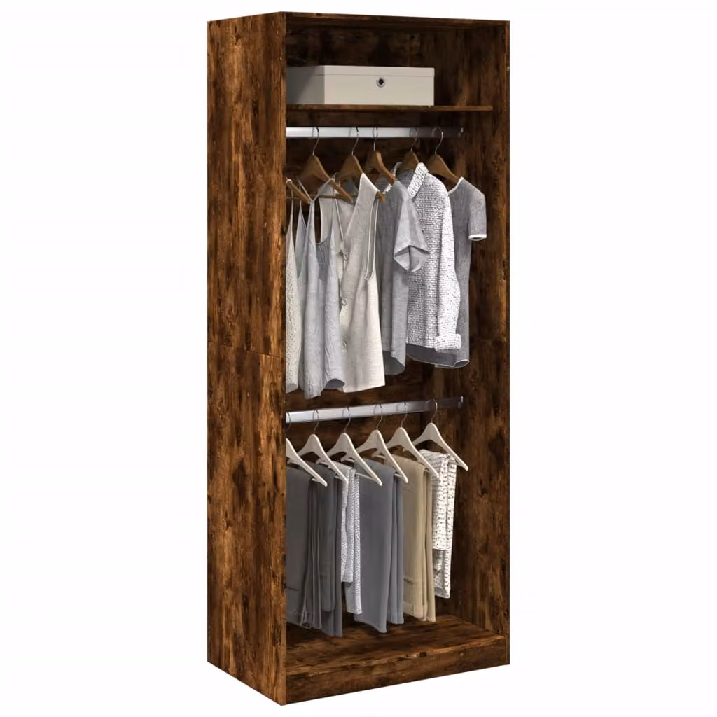 Armadio vidaXL in Rovere Fumo con Ante a Battente, L: 80 cm, P: 50 cm, H: 200 cm – 1