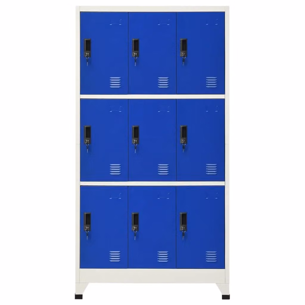 Armadio da ufficio moderno HELLOSHOP26 in acciaio grigio con 9 ante chiudibili a chiave L/P/H: 90 x 45 x 180 cm – 2