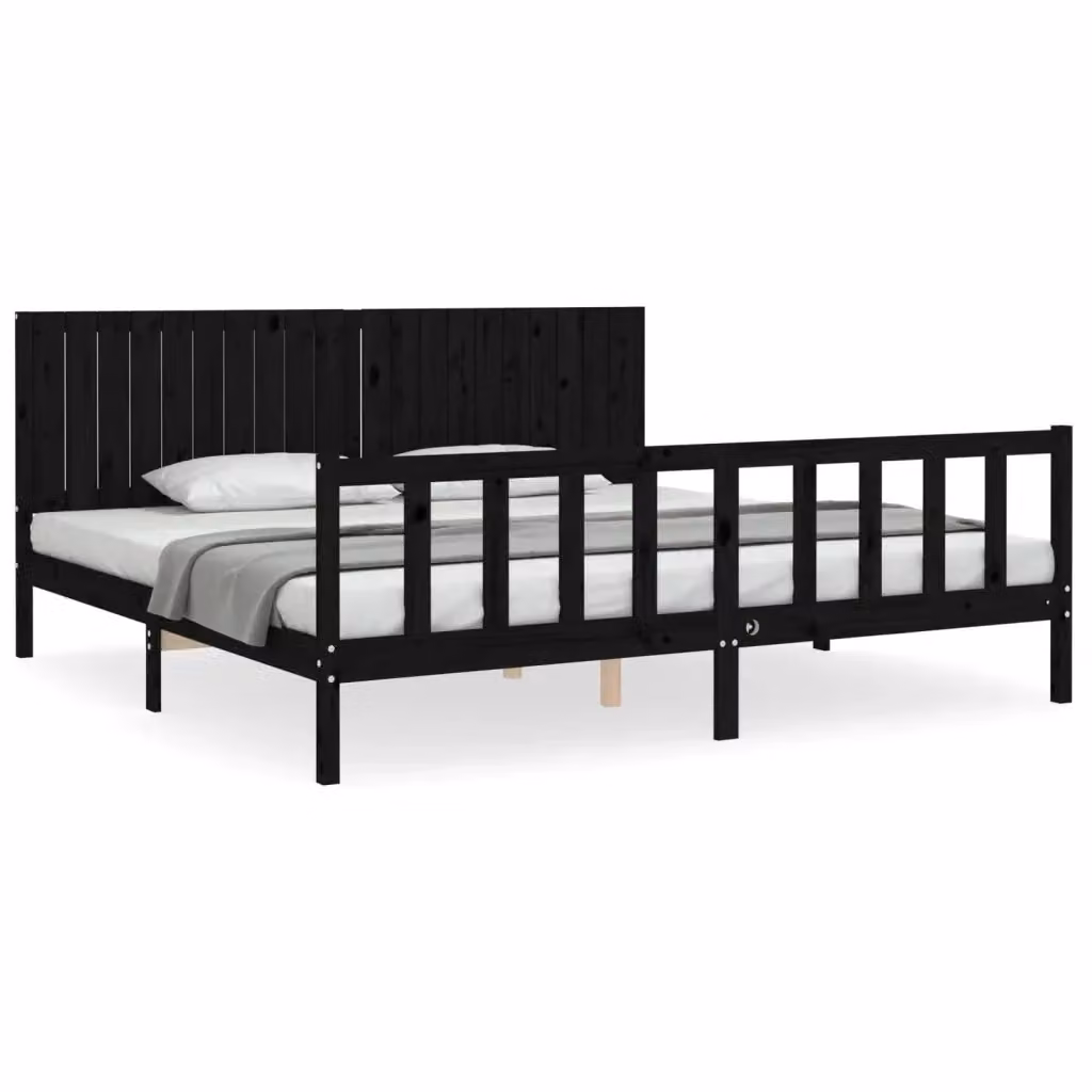 Letto con Testiera in Legno Massello di Pino Nero vidaXL 200x200 cm – 2