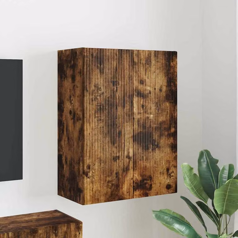 Mobile TV da parete vidaXL in Rovere fumé, L: 59,5 cm, P: 31 cm, H: 80 cm