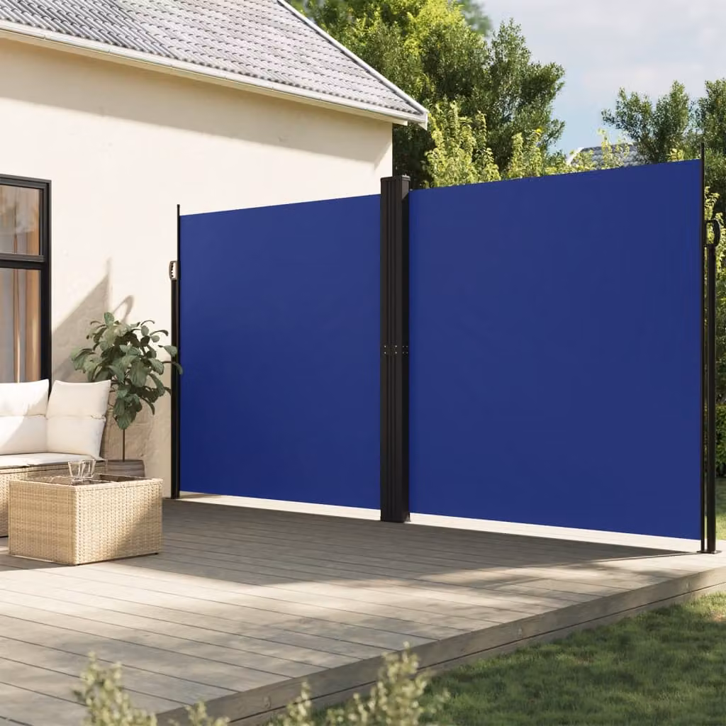 Tenda da sole laterale retrattile vidaXL in blu con struttura in alluminio e poliestere L: 1000 cm, H: 200 cm
