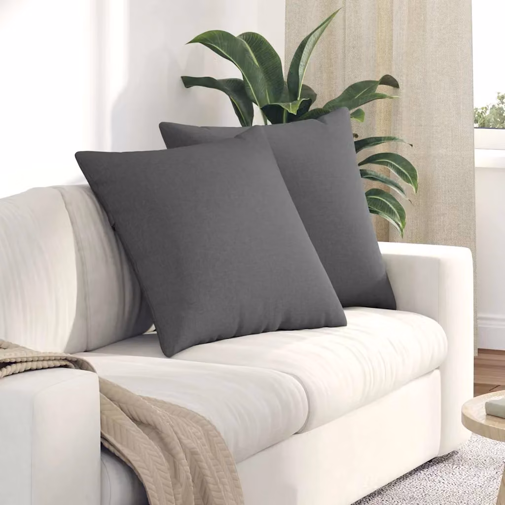 Set di 2 cuscini da divano quadrati vidaXL in tessuto grigio con fodera rimovibile, 80 x 80 cm