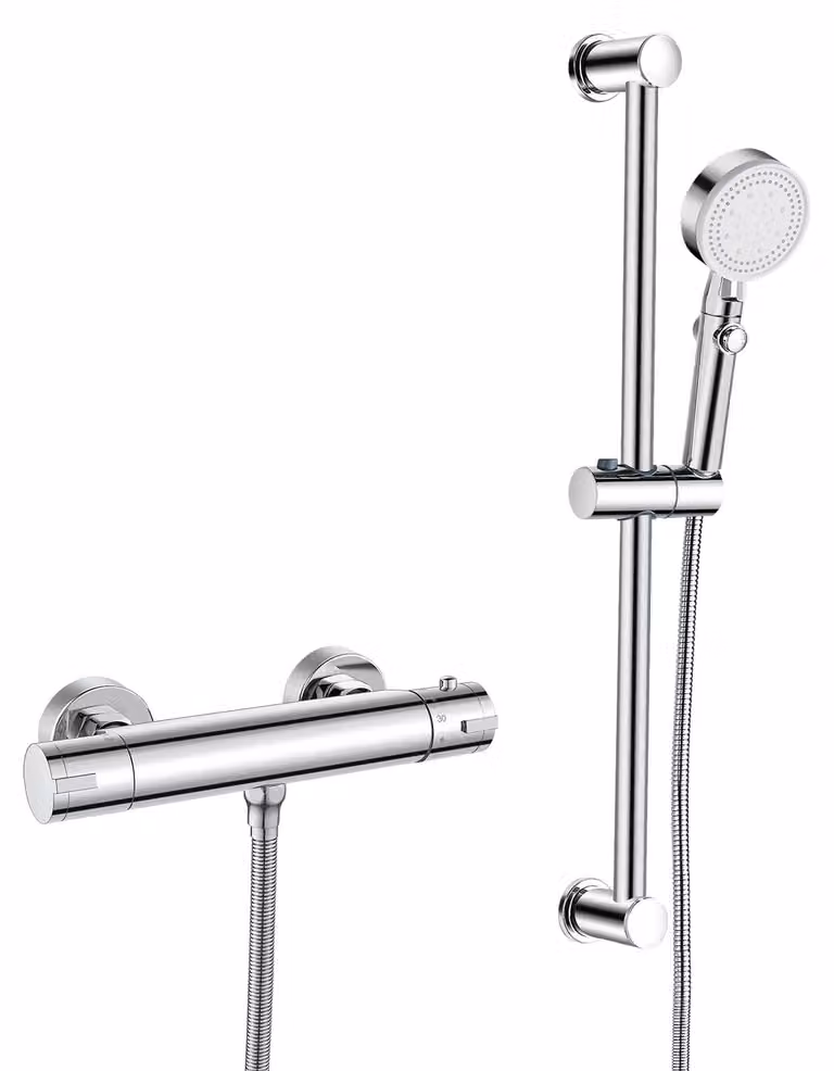 Termostato per miscelatore doccia con set doccia, cromo, barra da 635 mm, tubo flessibile da 1,5 metri