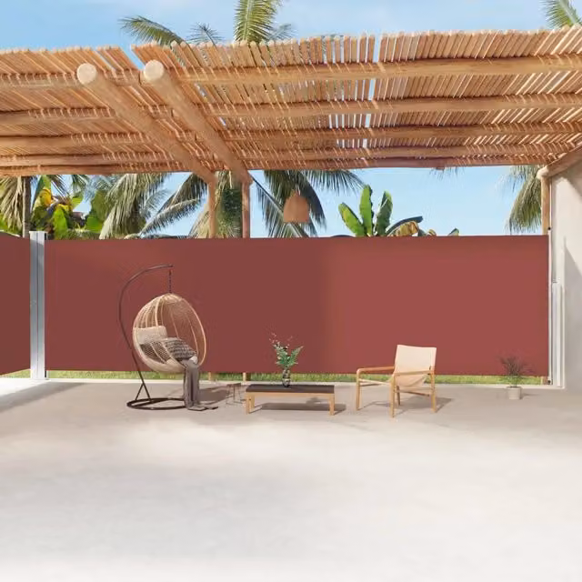 Tenda da Sole Laterale Retrattile vidaXL in Poliestere Marrone L: 1200 cm, H: 220 cm – 1