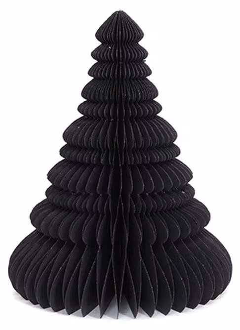 Albero di Natale in cartoncino alveolato, colore nero, altezza 45 cm