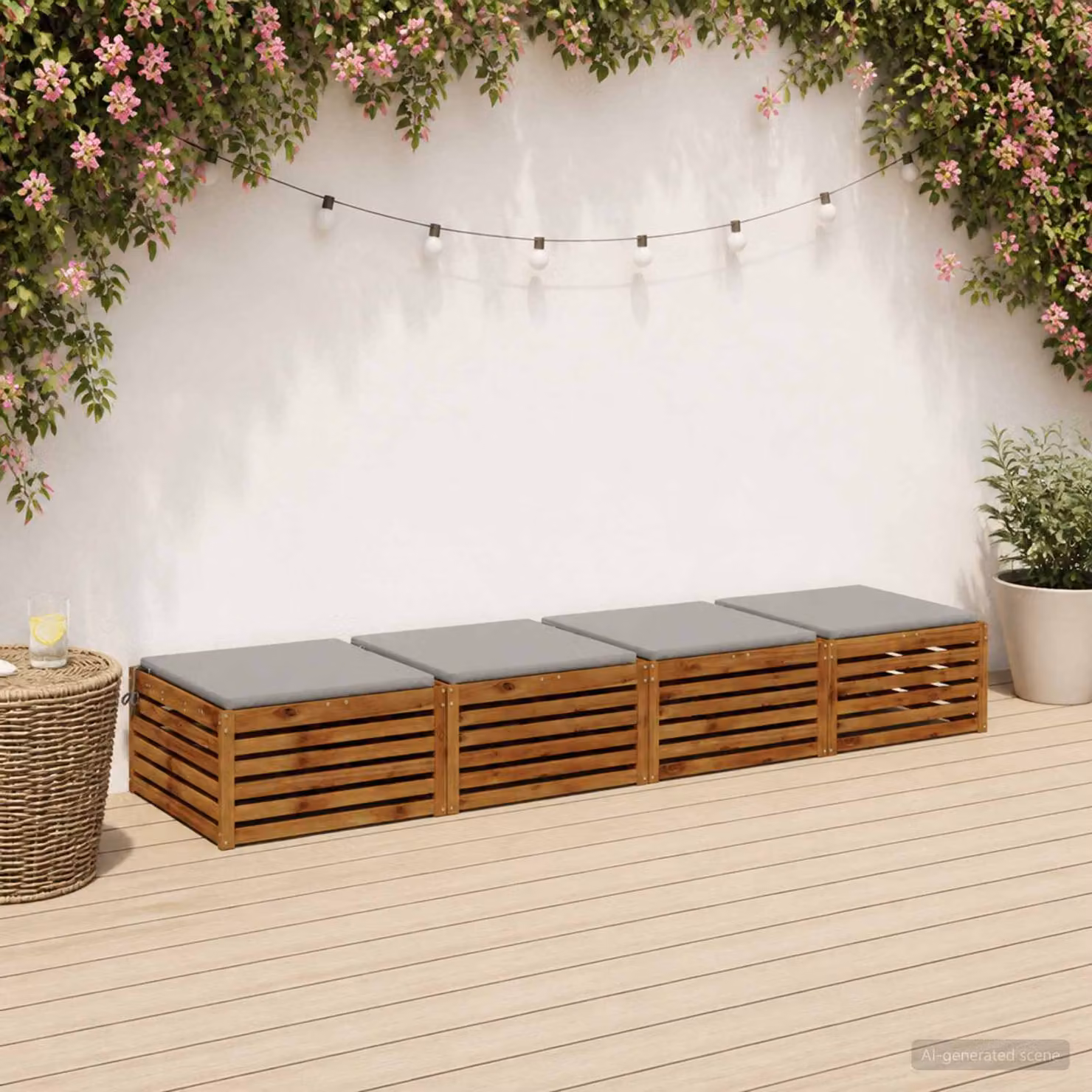 Set di 4 cuscini per sedia vidaXL in poliestere grigio con rivestimento lavabile e resistente ai raggi UV
