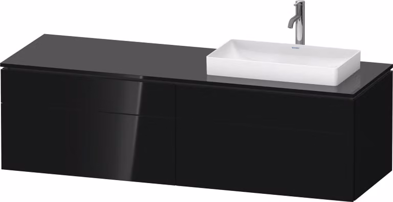 Duravit L-Cube Meuble sous-lavabo en console suspendu, avec plan de toilette en console, 4 tiroirs, vasque à droite, 1620x482x550mm, LC4871R40400000, LC4871R40400000