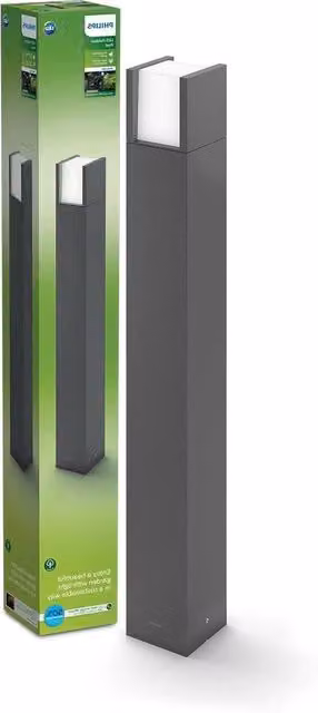Lampada da terra LED per giardino in metallo, colore grigio o nero, 3,8 W