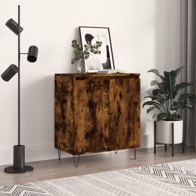 Credenza moderna vidaXL in legno e metallo color marrone L: 60 cm, P: 35 cm, H: 70 cm