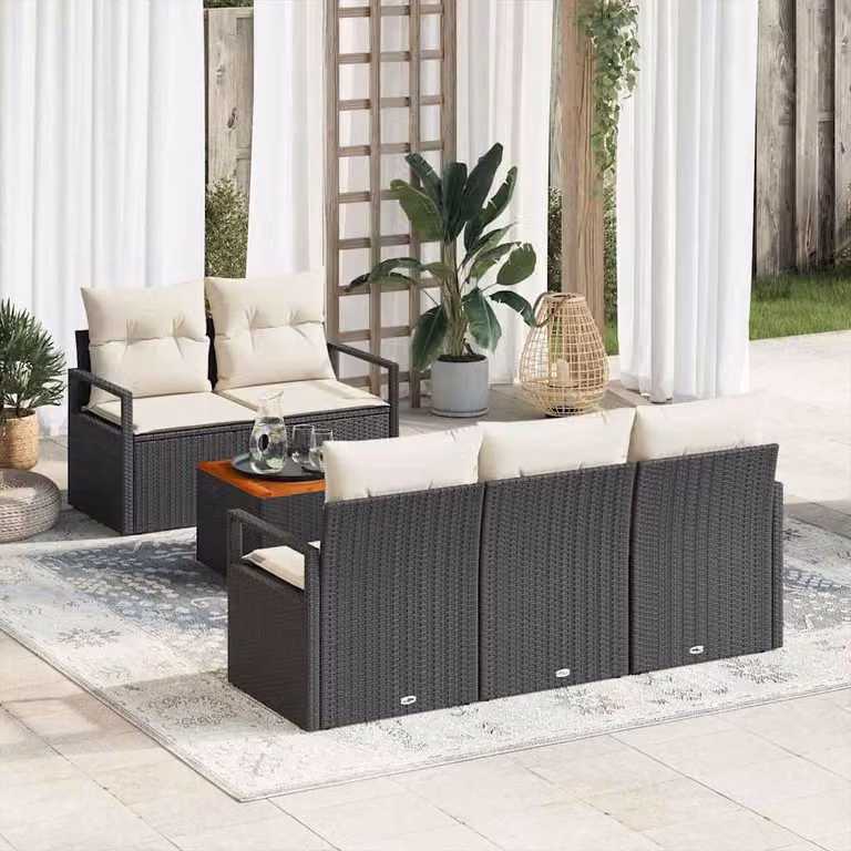 Maison Exclusive - Set Divano da Giardino con cuscino 6 pcs Nero polyrattan