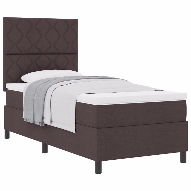 Letto a molle con testiera vidaXL in tessuto marrone scuro L 100 x P 200 cm