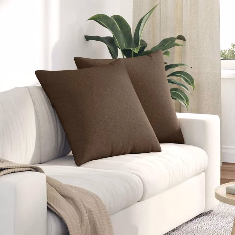 Set di 2 cuscini da divano quadrati vidaXL in tessuto marrone con fodera rimovibile, L 60 cm x L 60 cm