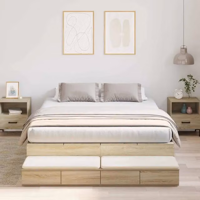 Struttura letto con contenitore con porta Rovere Sonoma 140 cm 3335695