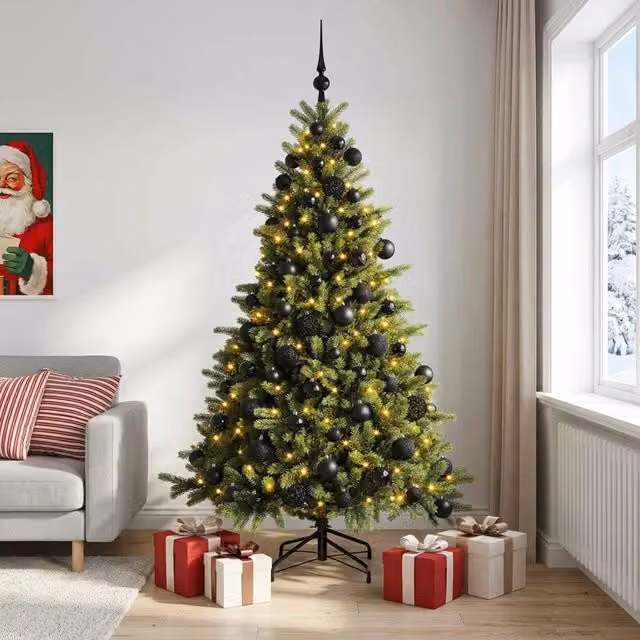Albero di Natale artificiale con palline 180 cm 300 LED 3466433