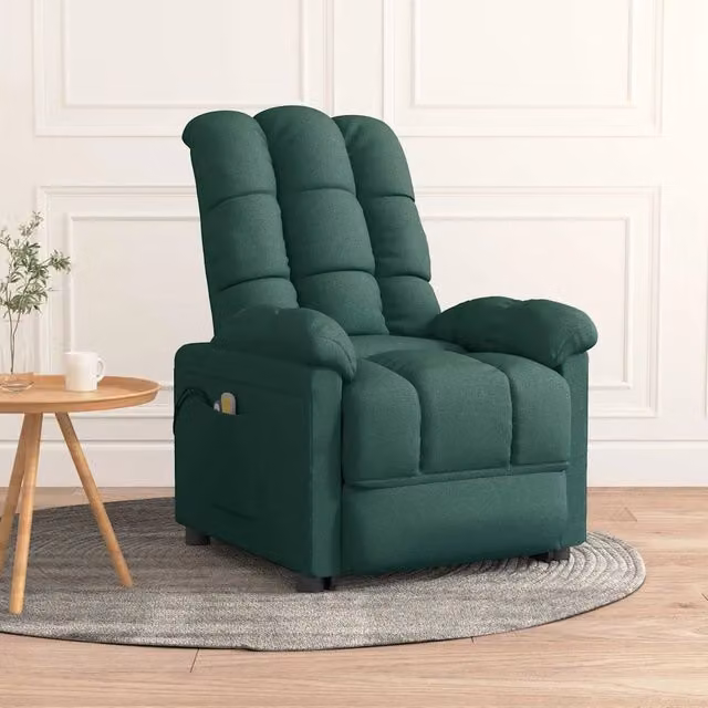 Divano Sedia-Poltrona Massaggiante Elettrica Verde Scuro in Tessuto 659127