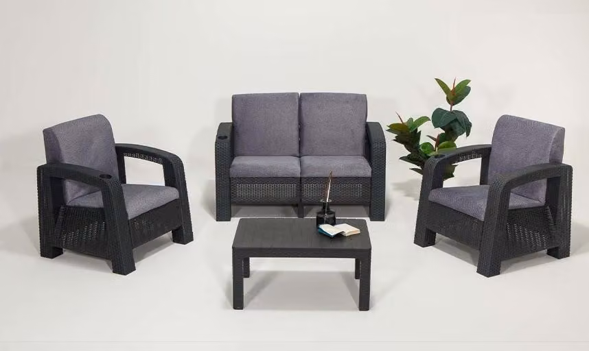 Garten-2-Sitzer-Sofa Designer Sessel Edler Couchtisch Luxus Set