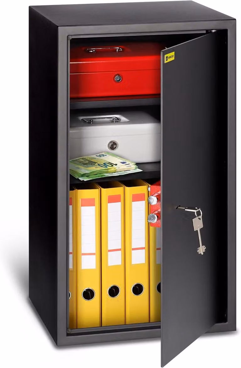 Cassaforte HomeSafe HV70K con chiave, cassaforte di grandi dimensioni (70 x 40 x 36 cm, A x L x P) con serratura per uso domestico, cassaforte da armadio per la custodia di denaro, gioielli o