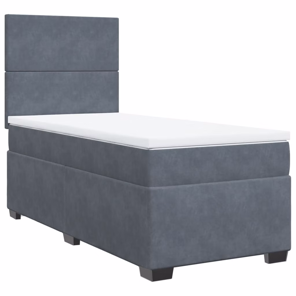 Giroletto a Molle con Materasso Grigio Scuro 100x200 cm Velluto