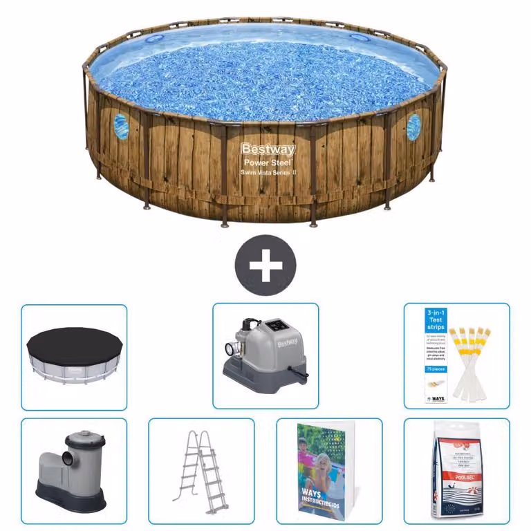 Bestway Power Steel, piscina rotonda - 488x122 cm - composta da 6 parti, modello S649