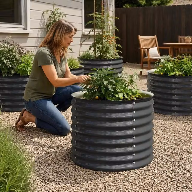 Garden Raised Bed 80x80x81 Cm Galvanized Steel Grey