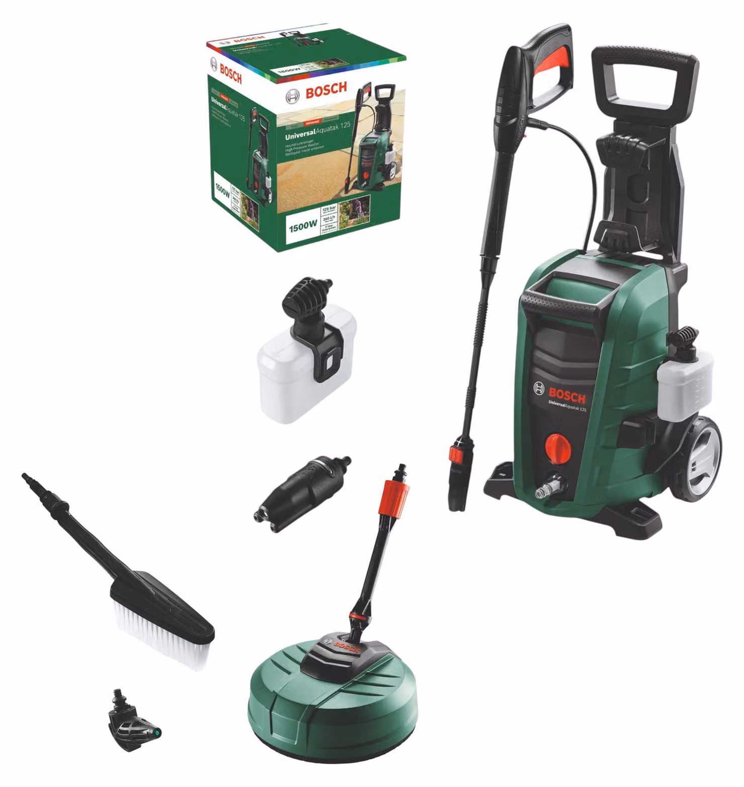 Idropulitrice Bosch UniversalAquatak 125 1500 W 125 bar 6 l/min ( 061599262D ) + Set di pulizia