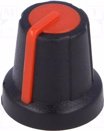 2 manopole rotanti, diametro albero: 6 mm, dimensioni minime: 16x16 mm, colore nero, realizzate mediante stampaggio. Manopole rotanti GMN-2RD per dispositivi D