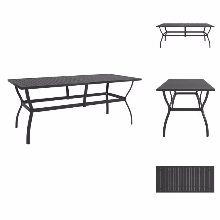 vidaXL Tavolo da giardino antracite 190x80x72 cm in acciaio - Tavoli da giardino