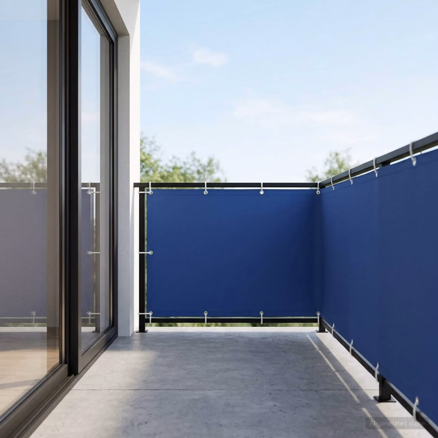 Schermo di privacy per balcone vidaXL blu in poliestere e alluminio L: 500 cm, H: 150 cm