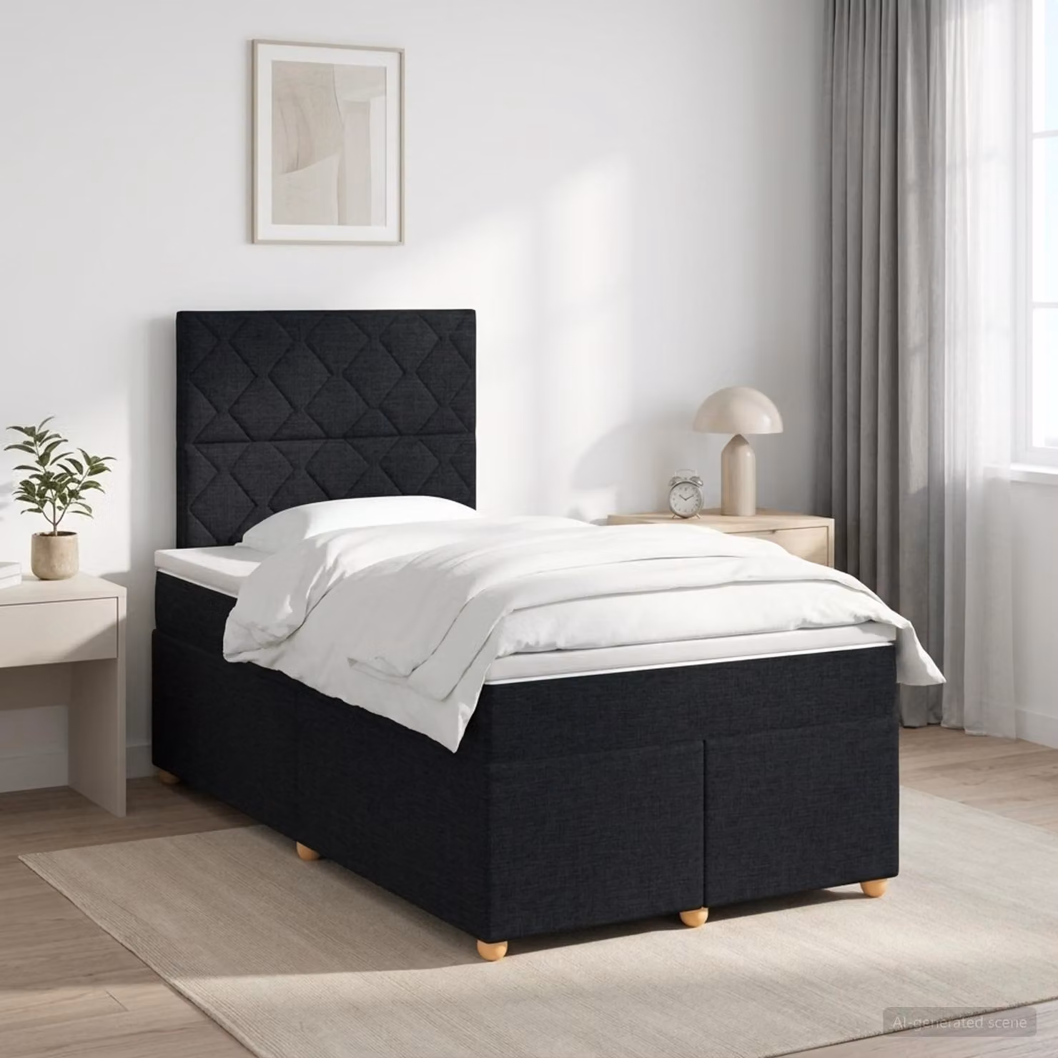 Letto box spring ibrido vidaXL con materasso a molle insacchettate, Nero e Bianco, L/P: 120 x 200 cm